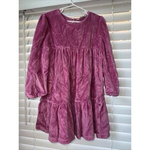 Mini Boden Tiered Velour Dress Rose Mauve Pink Size 5 6  Velvet Fall Classy Girl